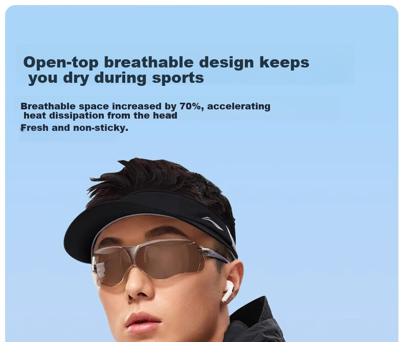 Li-Ning Unisex Open-Top Cap Spring Summer Sun Protection Quick-Dry Sweat-Absorbent Outdoor Marathon Tennis Hat Black 8