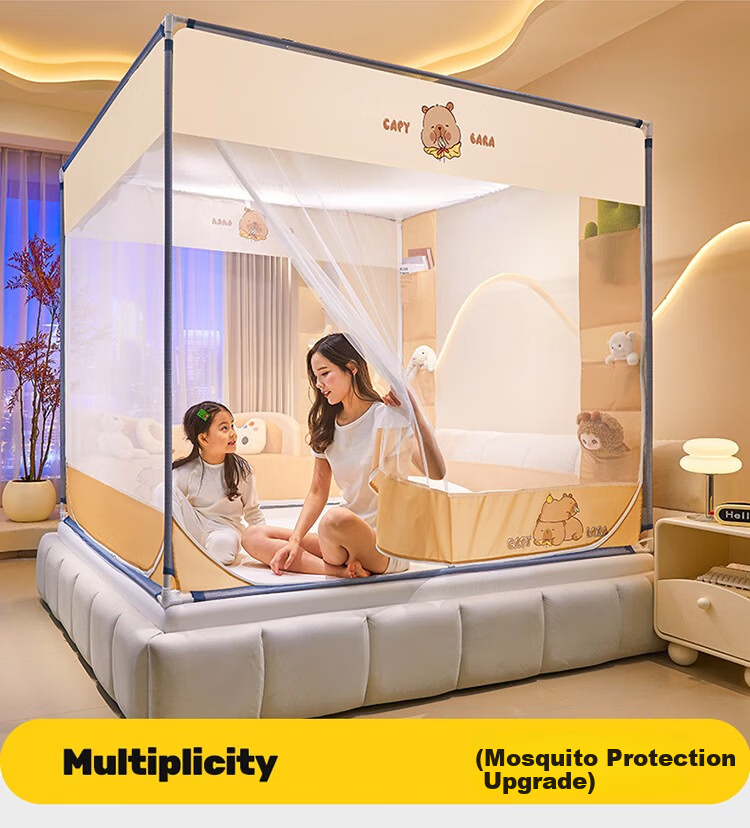 MUJI Class A Baby Crib Mosquito Net with Anti-Fall Bumper, Three-Door 1.8×2m with Reinforced Frame 13