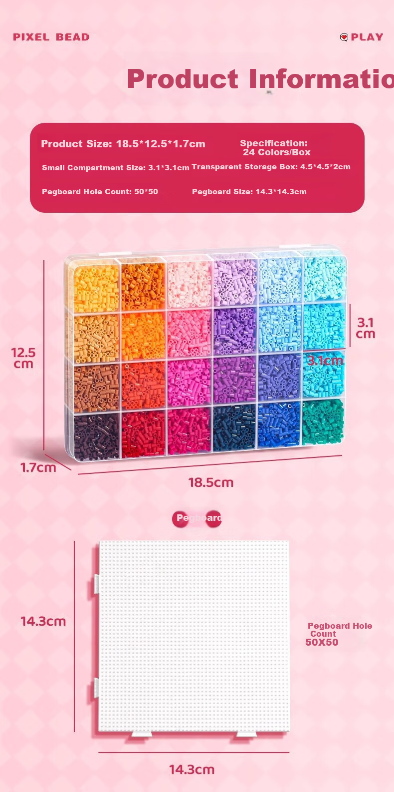 Danmiqi 24-Color Perler Beads DIY Set 3D Colorful Perler Beads Children's Handmade Craft Tool Kit Gift 7