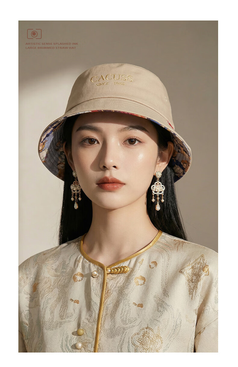 CACUSS Unisex Cotton Bucket Hat Four-Season Sun Protection Outdoor Wide Brim Fashion Fisherman Hat Autumn Black Medium 10