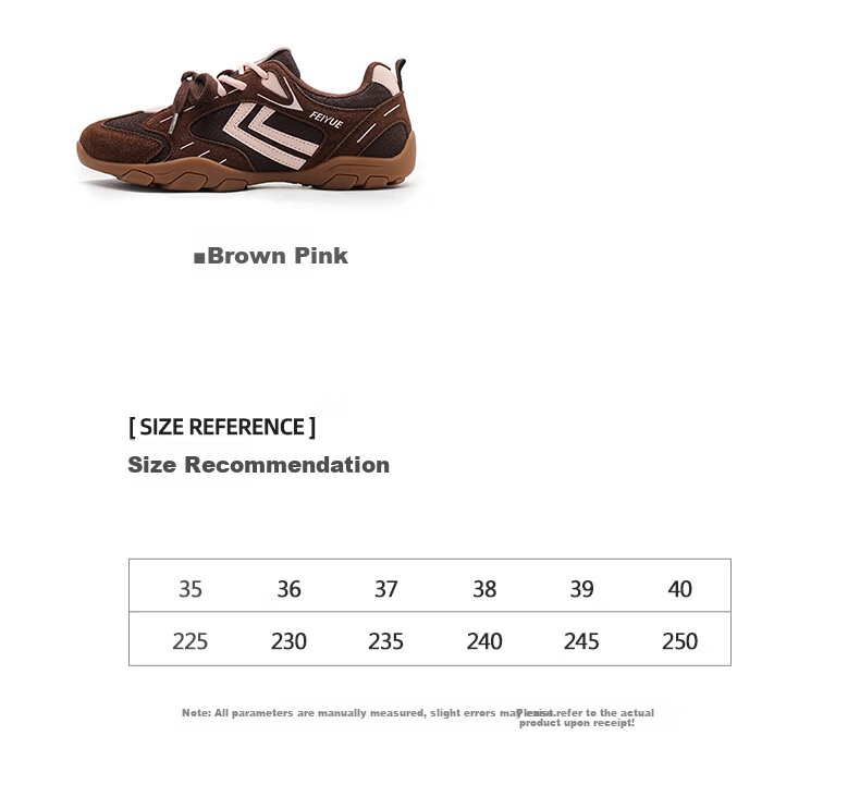 Feiyue Official Women's Sports Shoes 2026 Summer New Breathable Mesh Casual Shoes Brown Pink Size 36 8