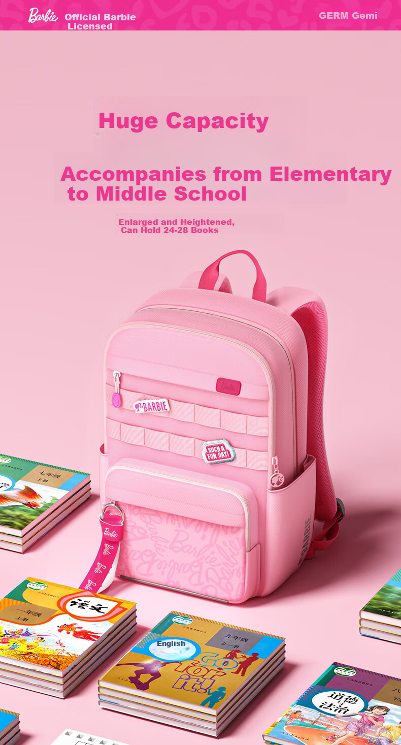 Germ Lightweight Large Capacity School Backpack for Elementary and Middle School Girls Grades 4-6 7