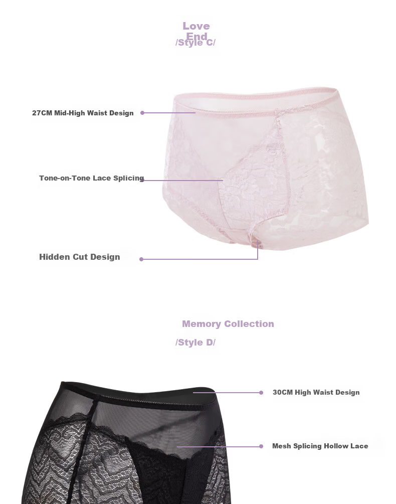 TINGE Women's Sexy Lace Seamless Underwear Plus Size Mother's Day 4-Pack M 8