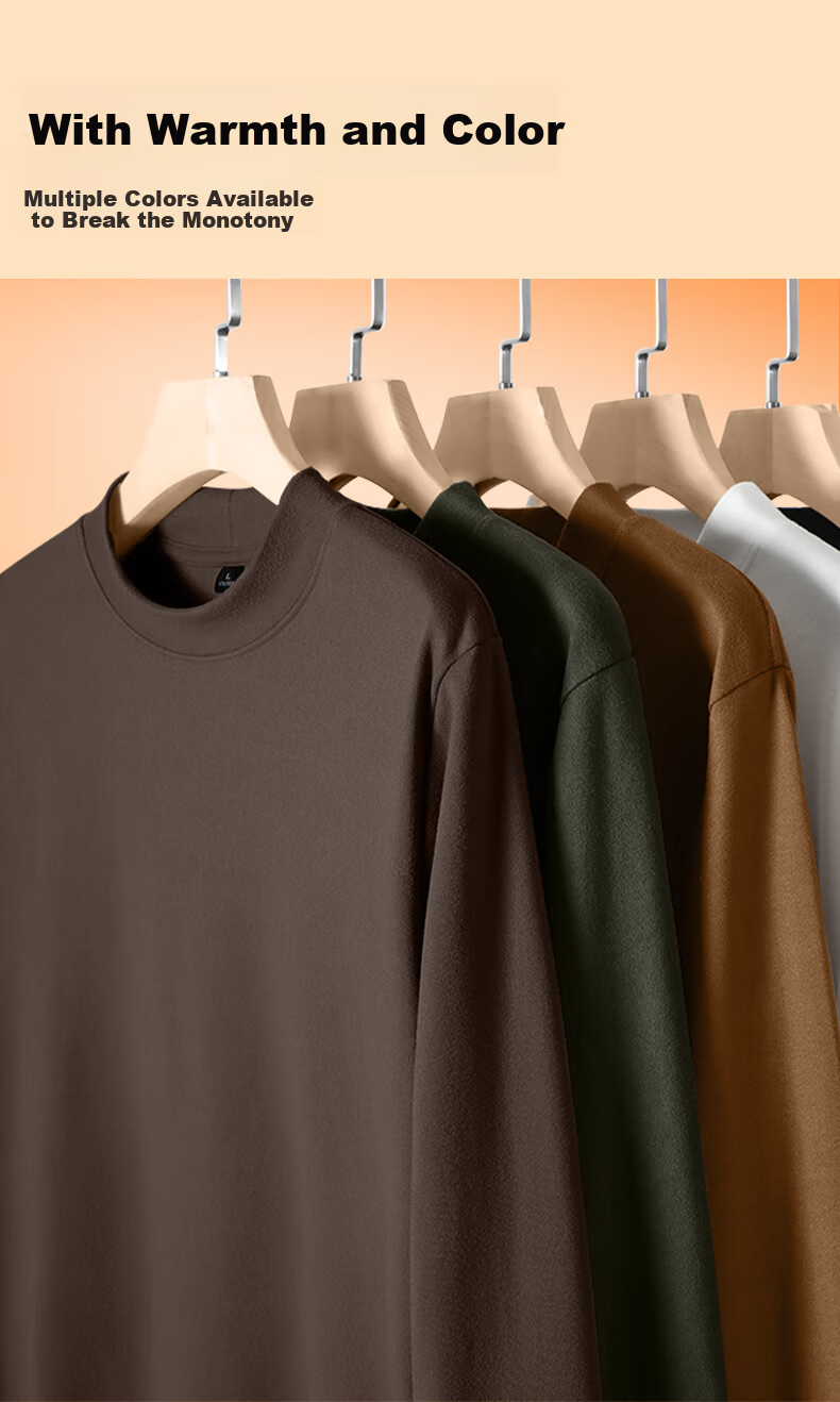Jeanswest Men's Fleece-Lined Long Sleeve T-Shirt Autumn Winter Thickened Base Layer 7A Antibacterial Mite-Resistant Trendy Warm Base Shirt 1