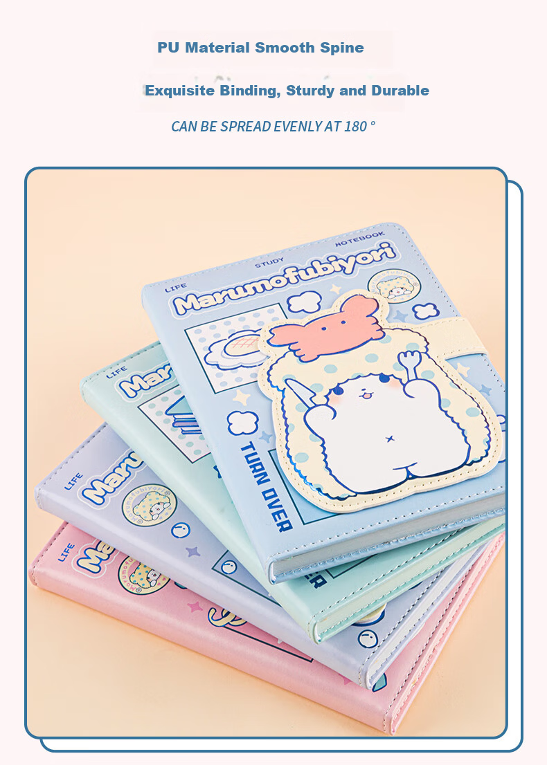 GuangBo X Sanrio Square Leather Pocket Notebook, Half-Person Fish Design, High Aesthetic Value, Magnetic Clasp, Colorful Inner Pages, Pocket Diary, 80 Sheets, 98*98mm, KT81315 5