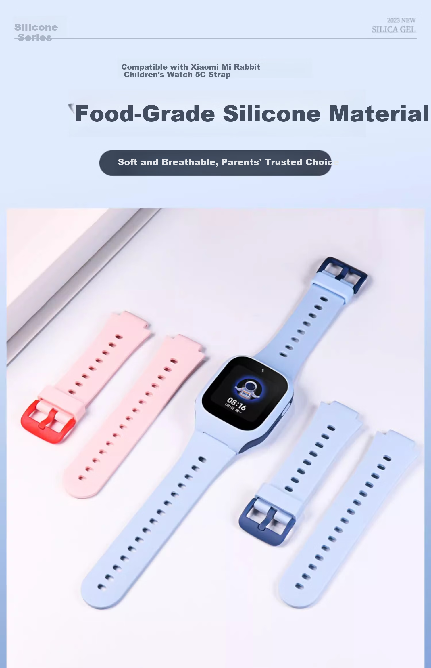 Iboann Silicone Replacement Strap for Xiaomi Mi Rabbit Kids Smartwatch 4/4X/4C/5C/6C/2S/U1 1
