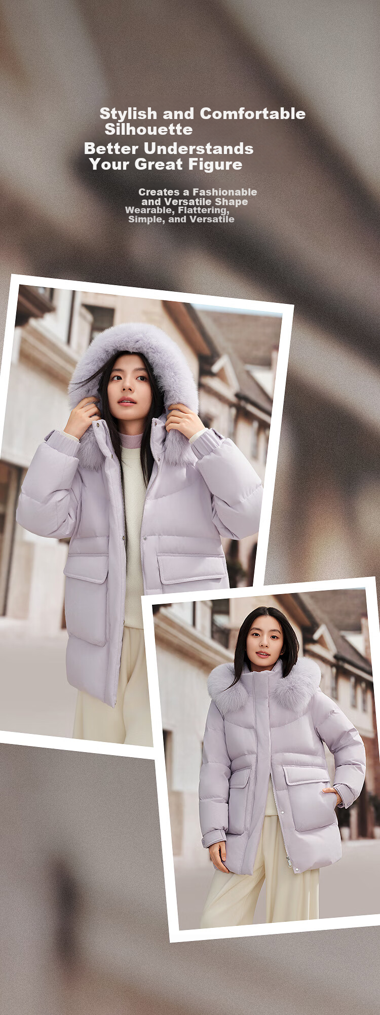 Bosideng Off-Season Women's 90% Down Thickened Stand Collar Loose Mid-Length Large Fur Collar Mall-Style Down Jacket 4