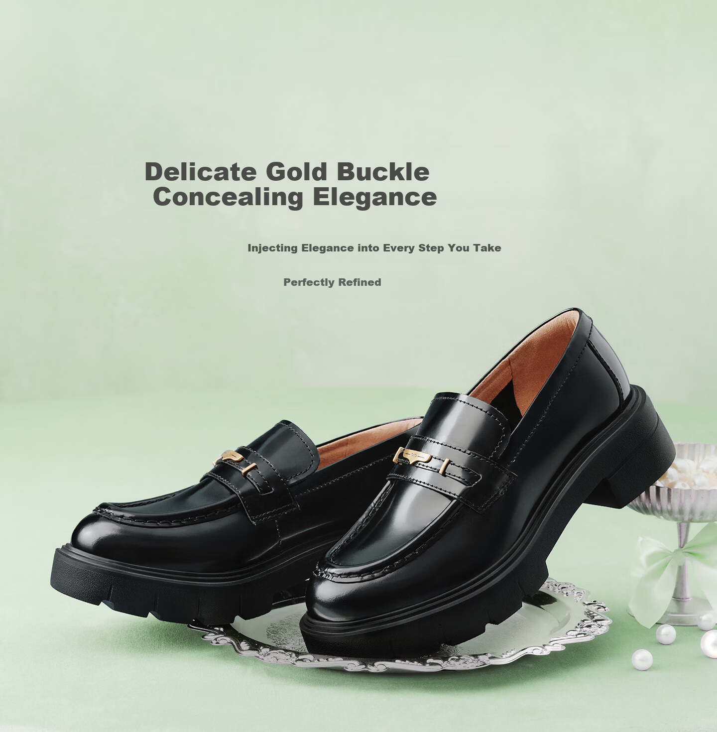 TATA Lu Yuxiao's Magic Detective Thick-Soled Loafers, British Style Genuine Leather Shoes, Black, Size 38 16