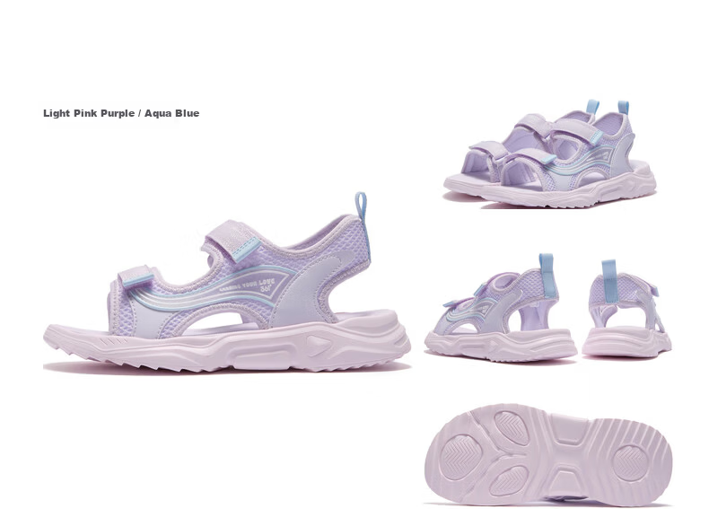 361° Kids Girls Summer Sandals 25 Breathable Soft Elastic Durable Children's Beach Sandals Purple 33 14