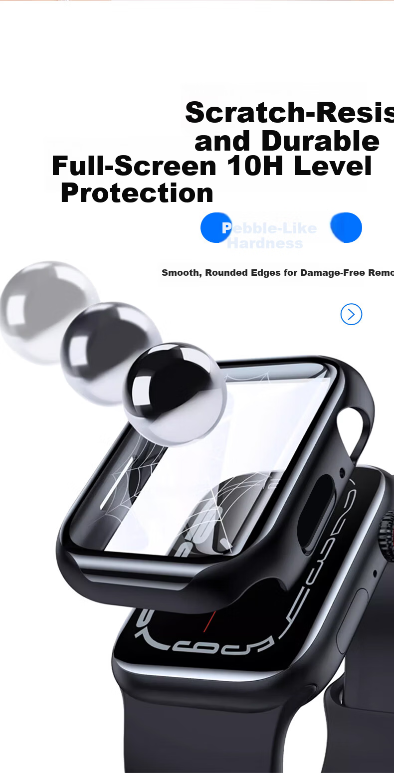 Mashi Compatible Apple Watch Protective Case, iWatch S10 Full Coverage Tempered Glass Screen Protector, Shockproof and Scratch-resistant Black 46mm 6