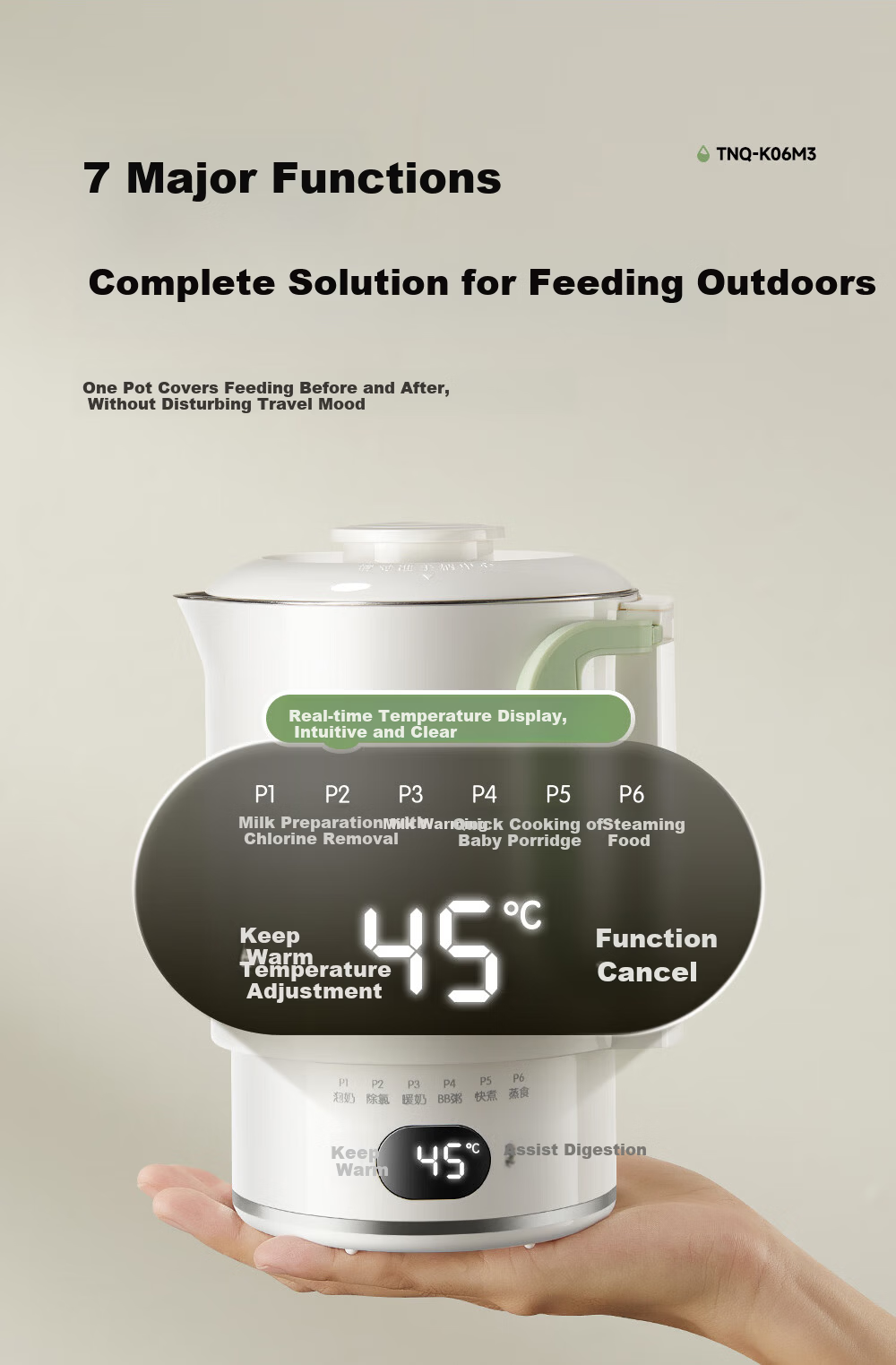 Bear Portable Thermos Cup Temperature Control Kettle Portable Electric Kettle Foldable Electric Kettle 0.6L 3