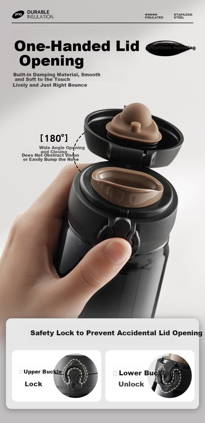SUPOR Insulated Mug, 316L Stainless Steel Business Water Cup, Office And Car Tea Infuser Cup, Men's And Women's Pop-Up Lid Beverage Cup 8