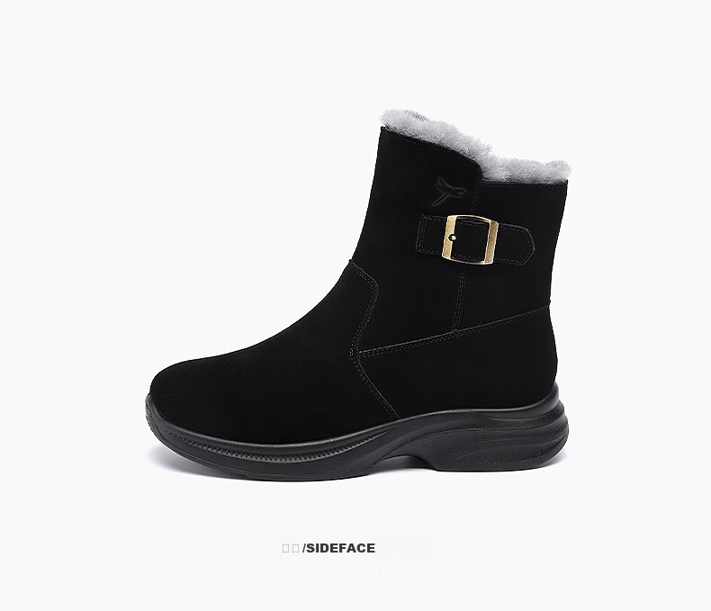 Red Dragonfly Fleece Lined Warm Snow Boots Thickened Classic Northeast Cotton Boots Women's Casual Ankle Boots WTC443801R Black Size 38 7