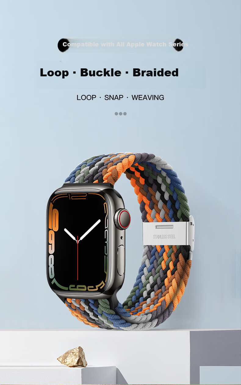 Binghong Apple Watch Ultra 3 Band Woven Strap for Apple Watch Ultra 2/SE3/S11/S10/S9/S8/SE2 Unisex - Starlight Color 1