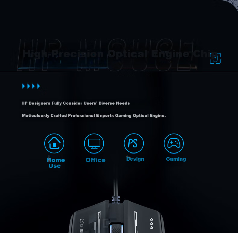 HP M100 Wired Gaming Mouse USB Four-Level DPI Adjustable Mouse for Home Office Gaming PUBG LOL RGB Silent Click Unisex Desktop Computer Mouse Milk Tea Color 11