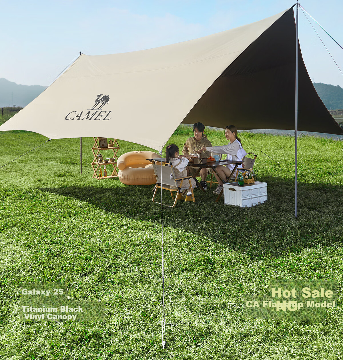 CAMEL Outdoor Titanium Black Gel Canopy Tent Camping Sun Protection Rain Shelter Equipment 133CA6B014 2