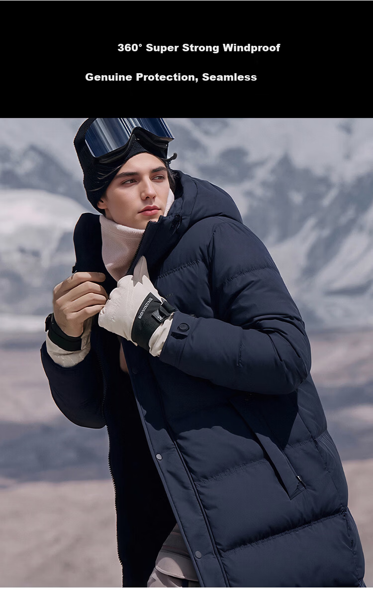 Shanshan Long Goose Down Winter Men's Down Jacket Double Warmth Three-Proof Hooded Windproof Temperature Lock Long Thickened 4