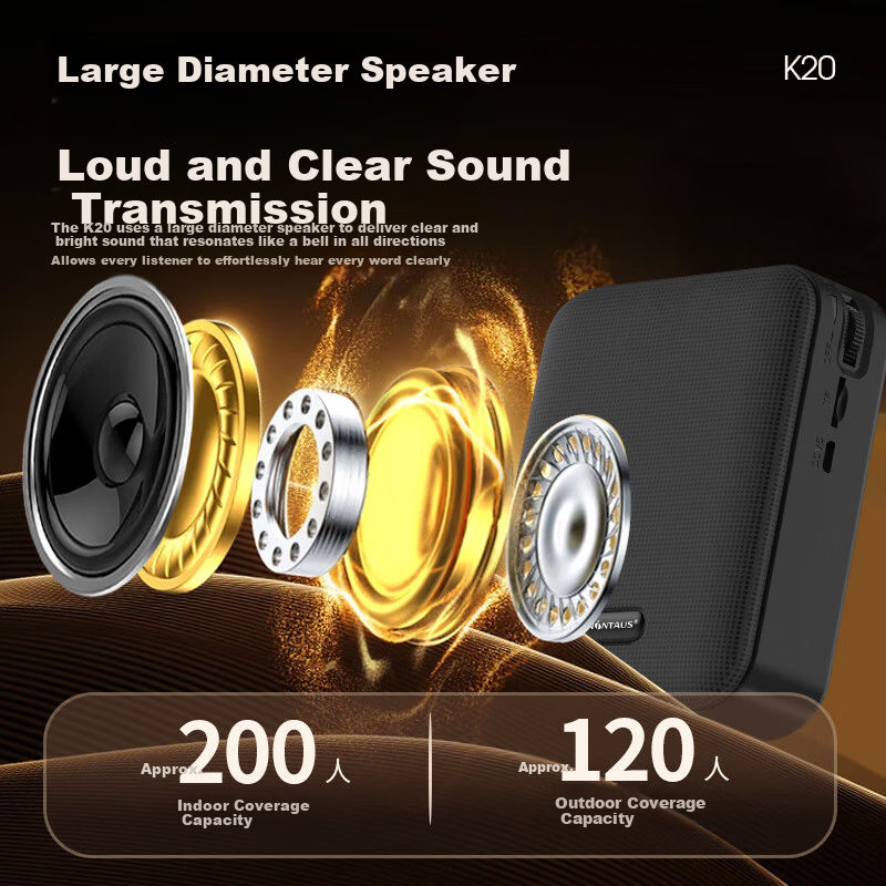 Jinzheng K20 Little Bee Amplifier Teacher Bluetooth Speaker Music Player TF Card Recording Microphone Outdoor Portable Teaching Tour Guide Megaphone