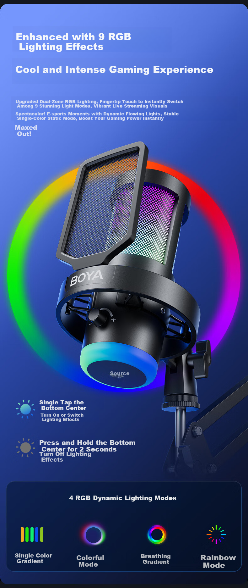BOYA G30 Computer Live Streaming Microphone Gaming Condenser Desktop Microphone for K-Singing, Dubbing, Recording, Video Conferencing with Noise Reduction 3