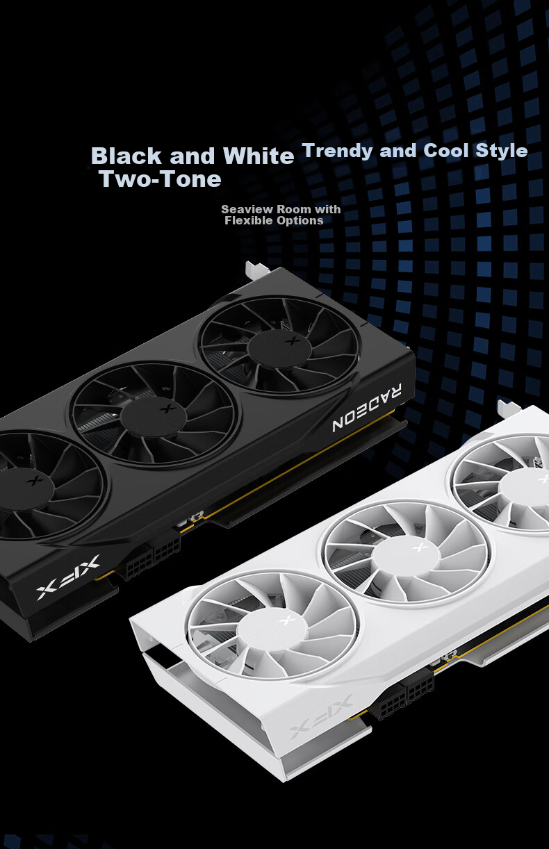 XFX AMD RADEON RX 7650 GRE Overseas Edition 8GB Black Triple Fan Gaming Desktop Graphics Card RX7650GRE 10
