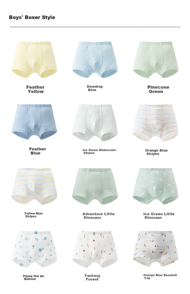 Bananain Children's Underwear, Class A Cotton, 10A Antibacterial, Boys' Boxer Briefs, Ages 3-6 Youth, 3 Pieces 24