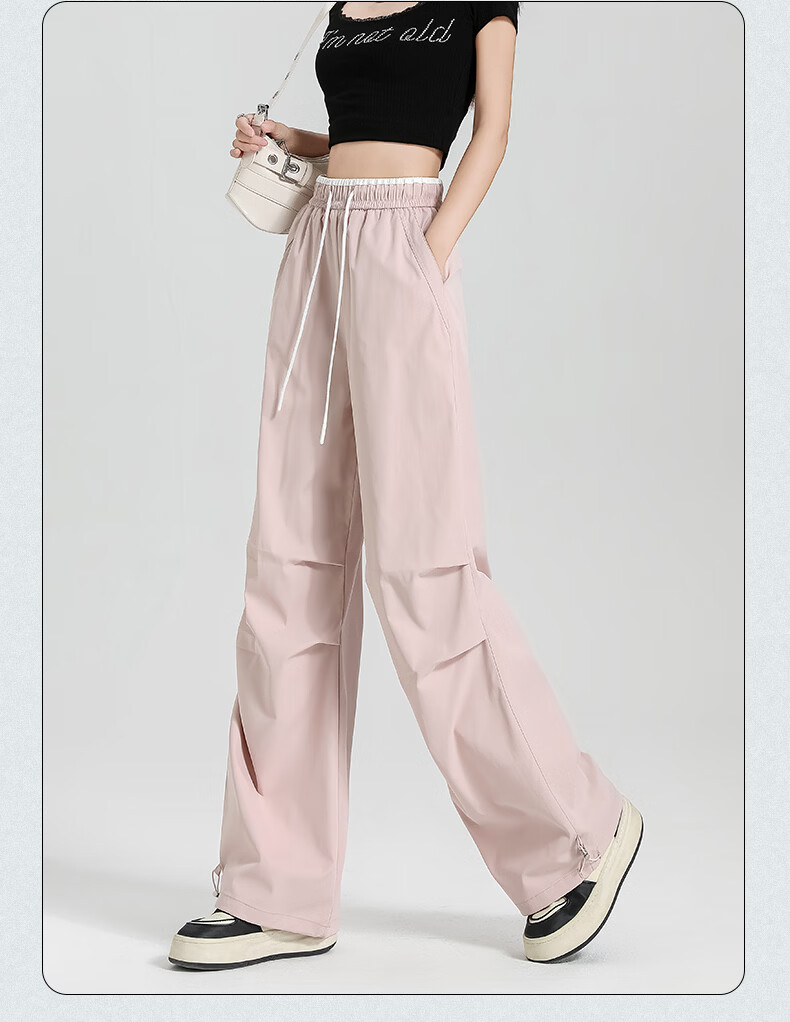 Borui Women's Summer Lightweight Ice-Feel American Work Pants Cool Paratrooper Outdoor Workwear Casual Straight-Leg Wide-Leg Pants 23