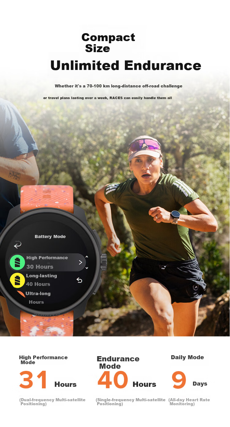 SUUNTO RACE S Heart Rate and Blood Oxygen Dual-Frequency GPS Running Outdoor Sports Smartwatch Shale White Christmas Gift 8