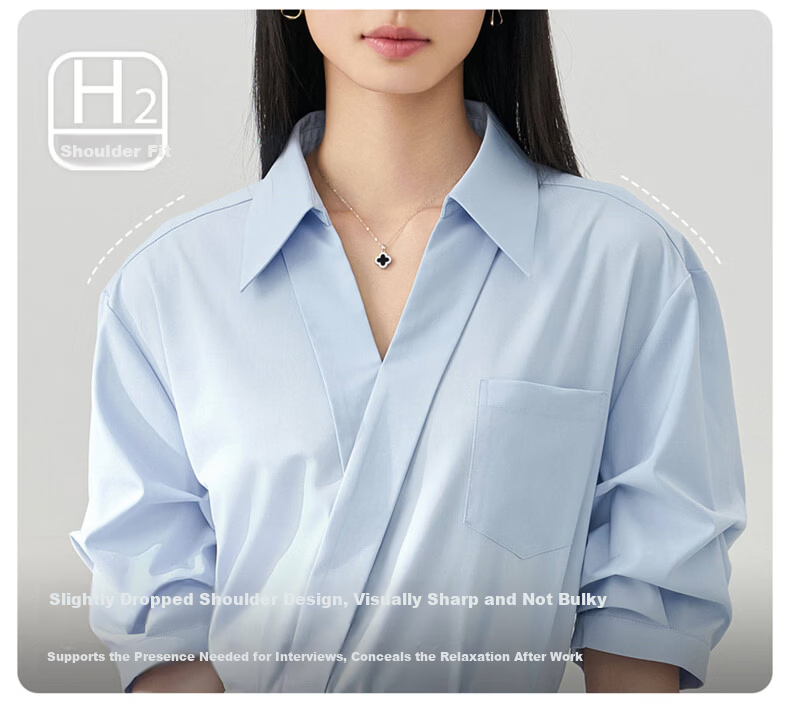 Jeanswest Women's Summer V-Neck French Style OL High-End Inner Wear Commuting Professional White Short Sleeve Shirt L 5