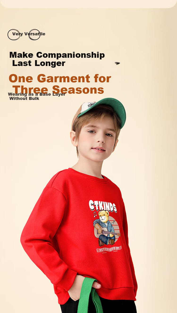 Classic Teddy Boys' Sweatshirt Children's Spring Casual Top Fashionable Versatile Dark Blue Size 90 2
