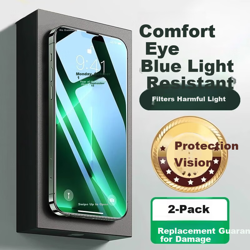DIVI [Value Pack of 2] Tempered Glass Screen Protector for Apple IPhone 12 Pro Max, Eye Protection Anti-Blue Light Full Coverage Glass Shatterproof Protective Film
