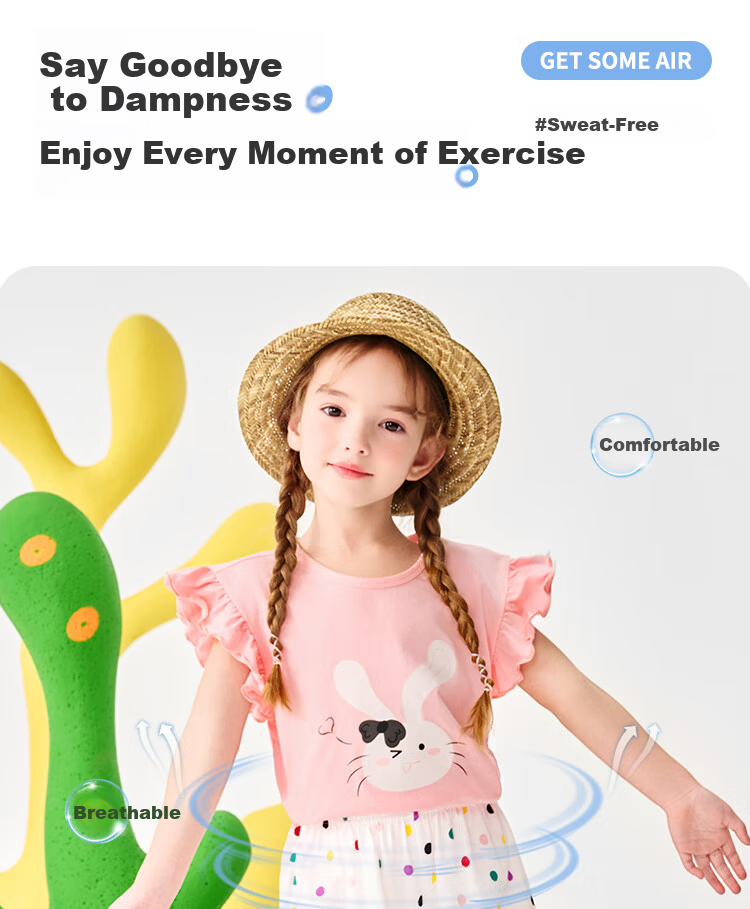 Badibadi Summer Baby Toddler Girls Cotton Short Sleeve T-Shirt and Pants Set Lightweight Breathable Doll Baby Size 90 3