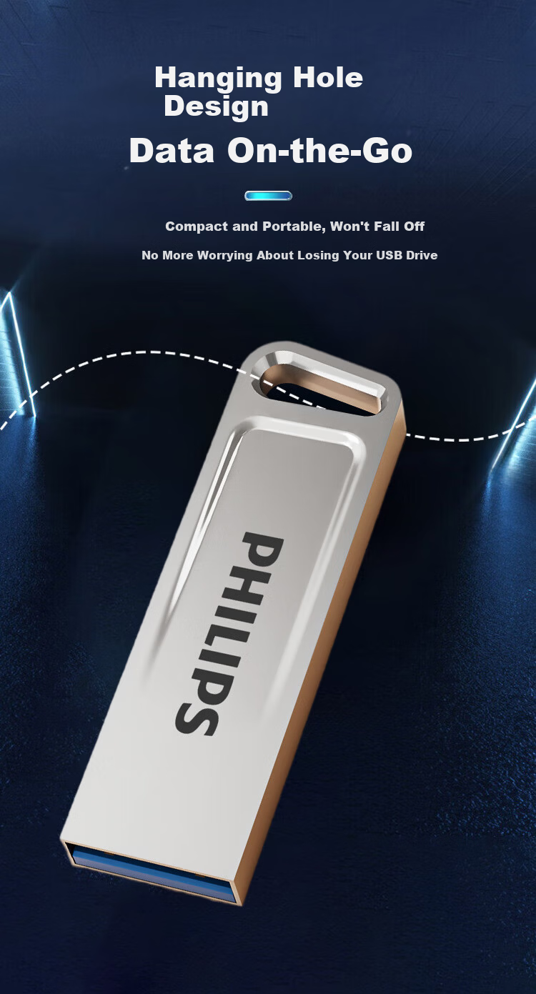 PHILIPS 128GB USB3.2 Flash Drive 11UA-M High-Capacity Metal USB Stick Read Speed 150MB/s High-Speed Storage Computer Expansion Business Office Study Thumb Drive 7