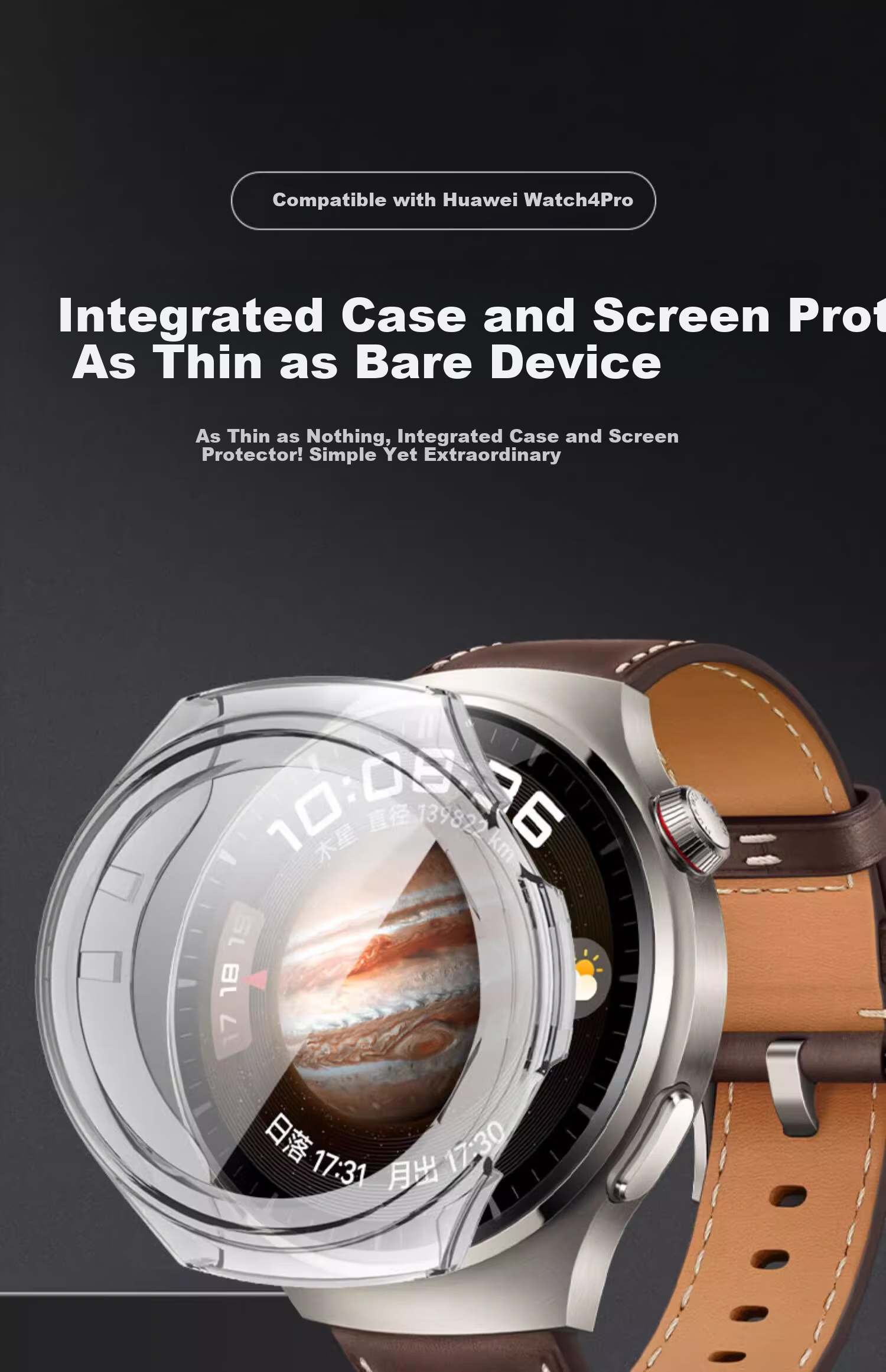 CHENSONG Huawei Watch 5 46mm PC Tempered Glass Protective Case - Transparent Shockproof and Wear-Resistant Cover 1