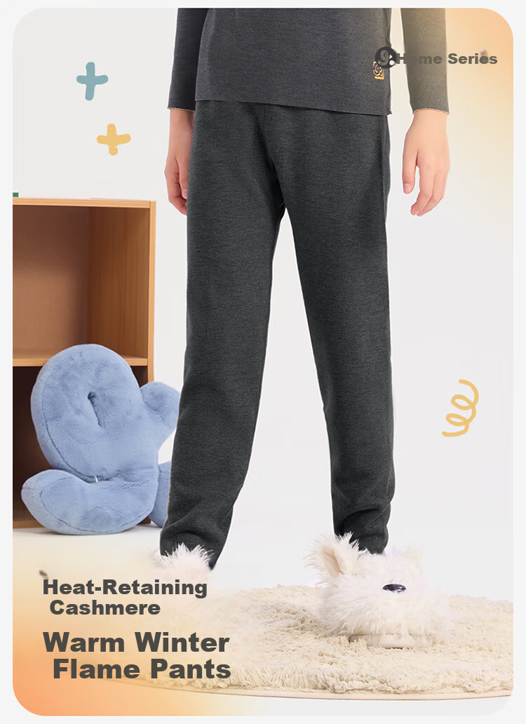 Jiusuiban Kids Thermal Pants Boys Autumn Winter Thickened Fleece Lined 7A Antibacterial Cashmere Cotton School Uniform Leggings 2