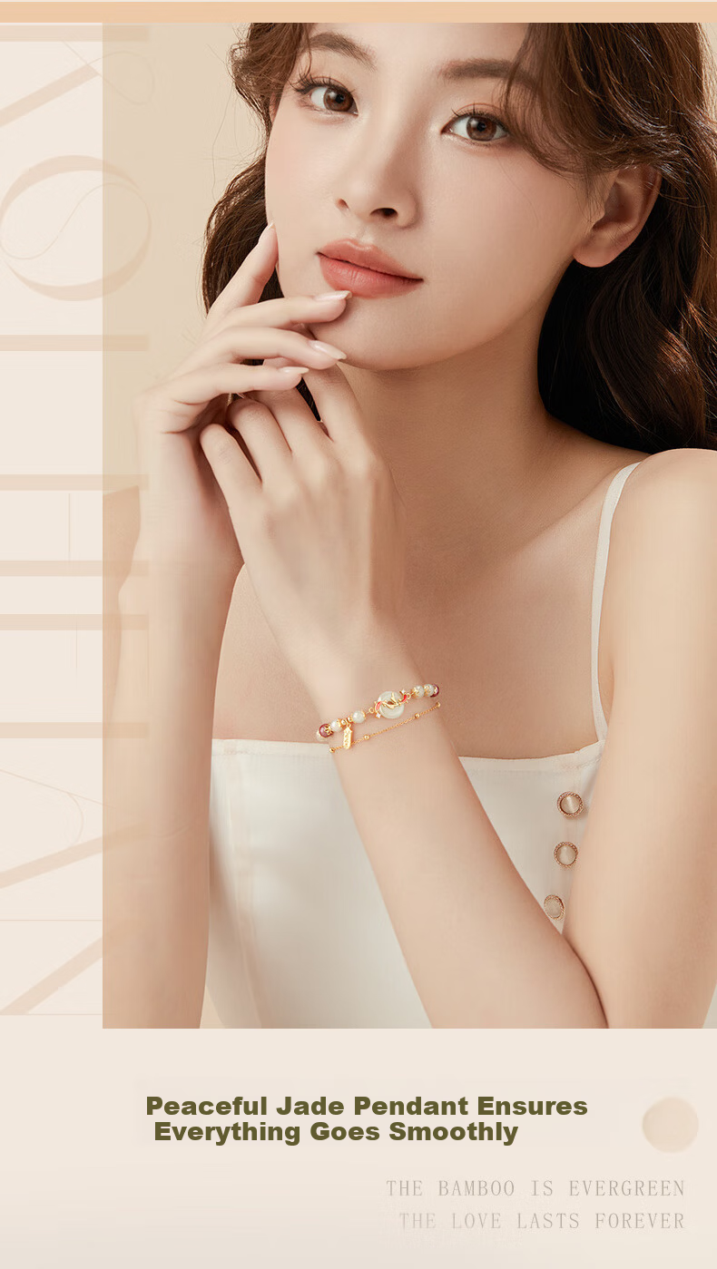 Zhenshangyin China Gold Koi Fish Safety Clasp Bracelet for Women, 2026 New Style Hetian Jade Beaded Bracelet, Birthday Gift for Girlfriend, S925 3