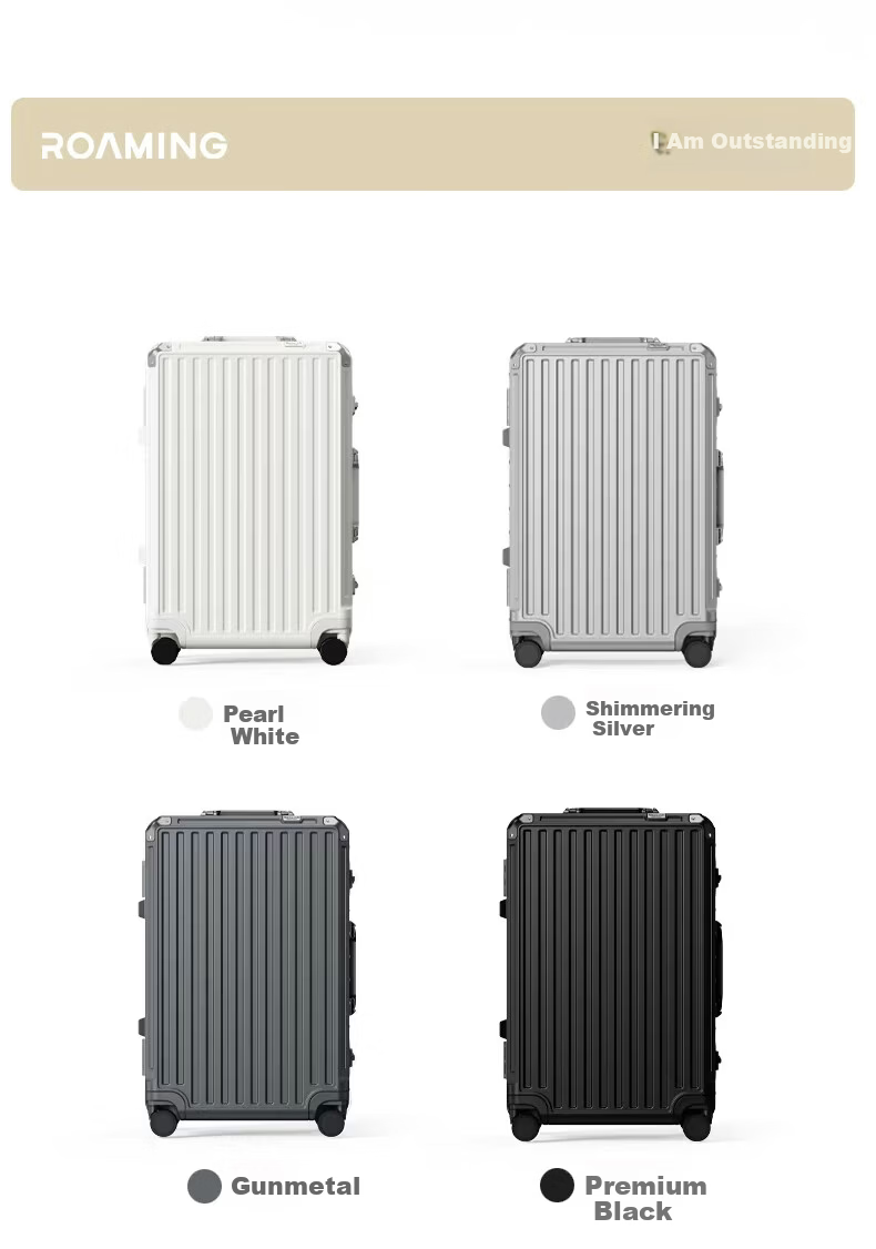 ROAMING Luggage Suitcase, Large Capacity Travel Case for Men And Women, Aluminum Frame Password Lock Leather Suitcase, Khaki Green, 24 Inches 14