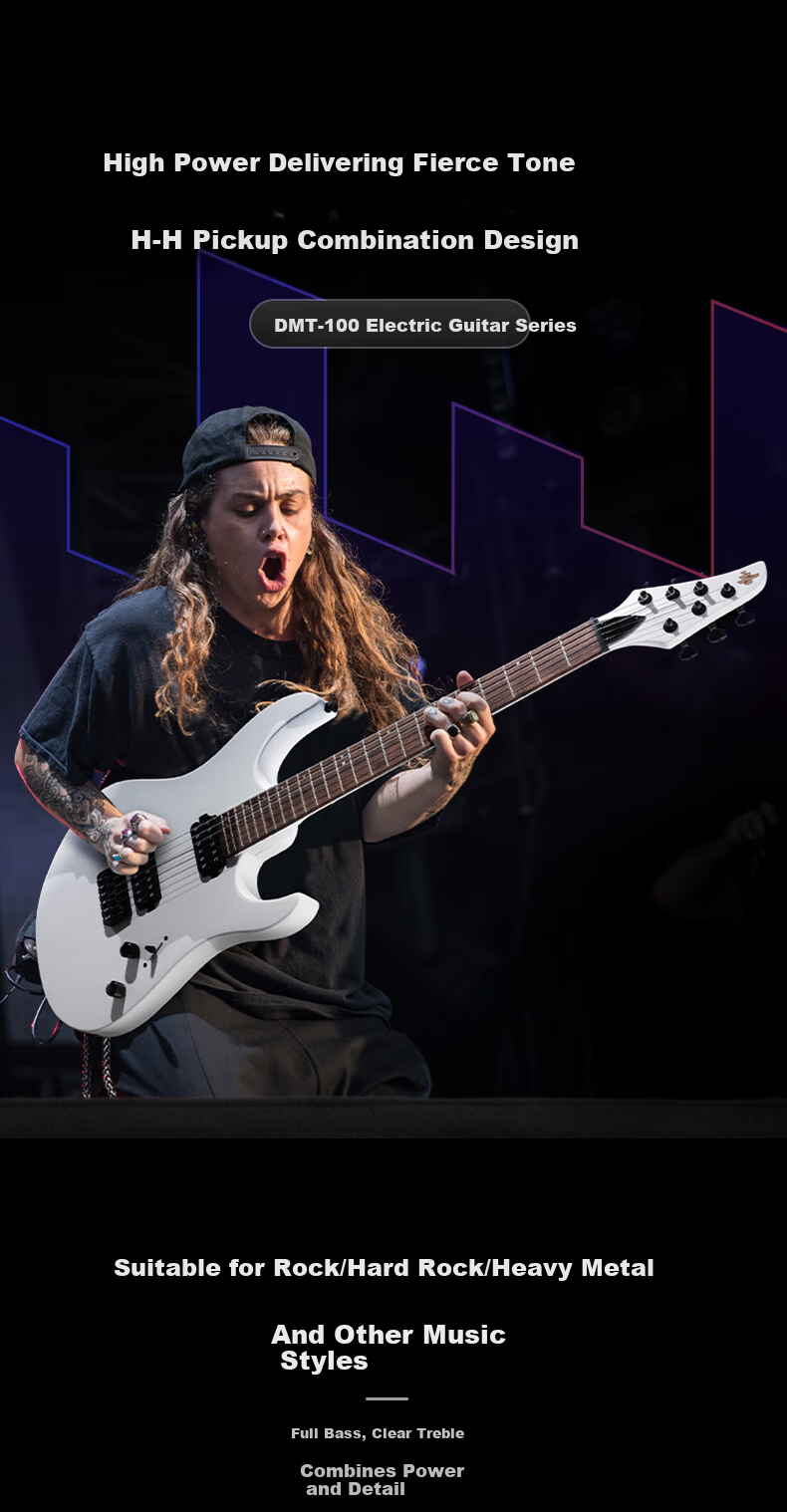 DONNER DMT-100 Electric Guitar ST Heavy Metal Rock Instrument Adult Beginner Intermediate Purple White Gradient 1