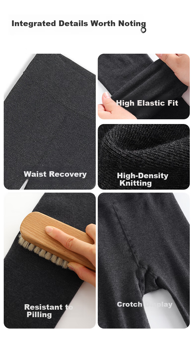 Mianxiang Weilai Women's Autumn Winter Leggings Tights Micro-Compression Vertical Stripes Warm Slim Fit Thin Thickened Skinny Petite 9