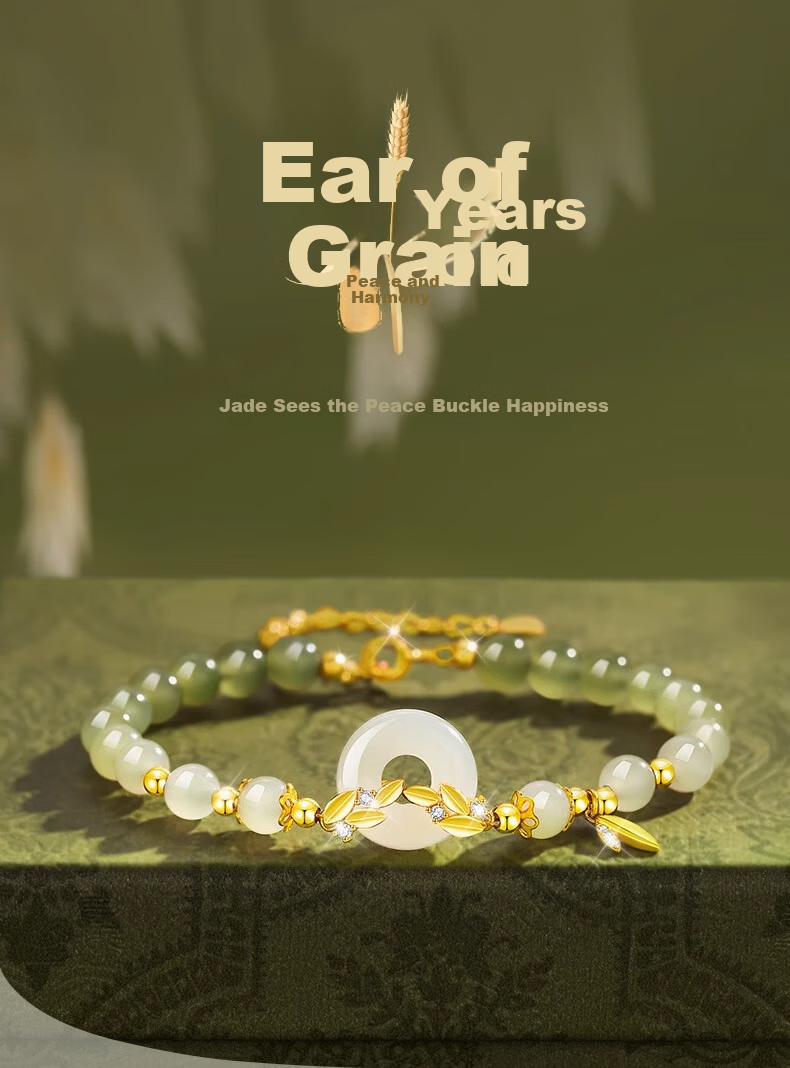 Grace Girl Suisui Safety Buckle Bracelet Women's Hetian Jade Beaded Light Luxury Jewelry Mother's Day 520 Birthday Gift for Girlfriend 1