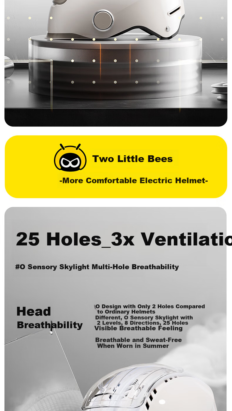 TWOBEE 3C Certified Electric Motorcycle Helmet, Four-Season Universal Half Helmet, Sun Protection and Anti-Fog Dual Visor, Zero-Pressure Sunroof, Unisex Electric Scooter Helmet TK47 43