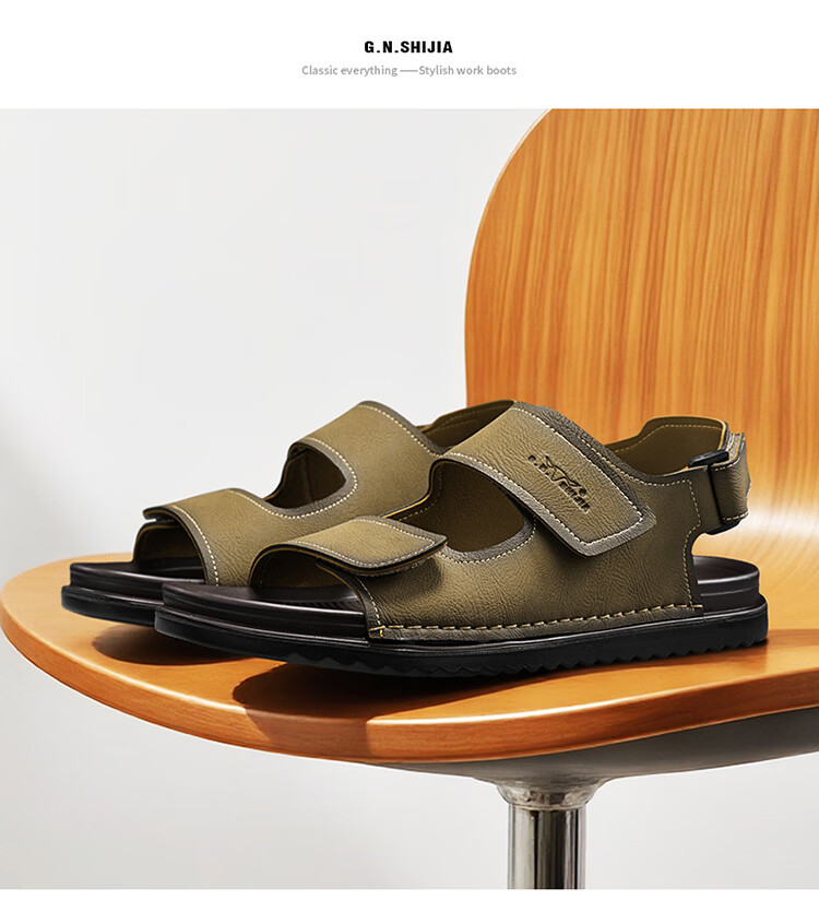 Bull Family Men's Leather Sandals Summer New Breathable Casual Comfortable Durable Beach Shoes Lightweight Versatile Outdoor Shoes for Men 19