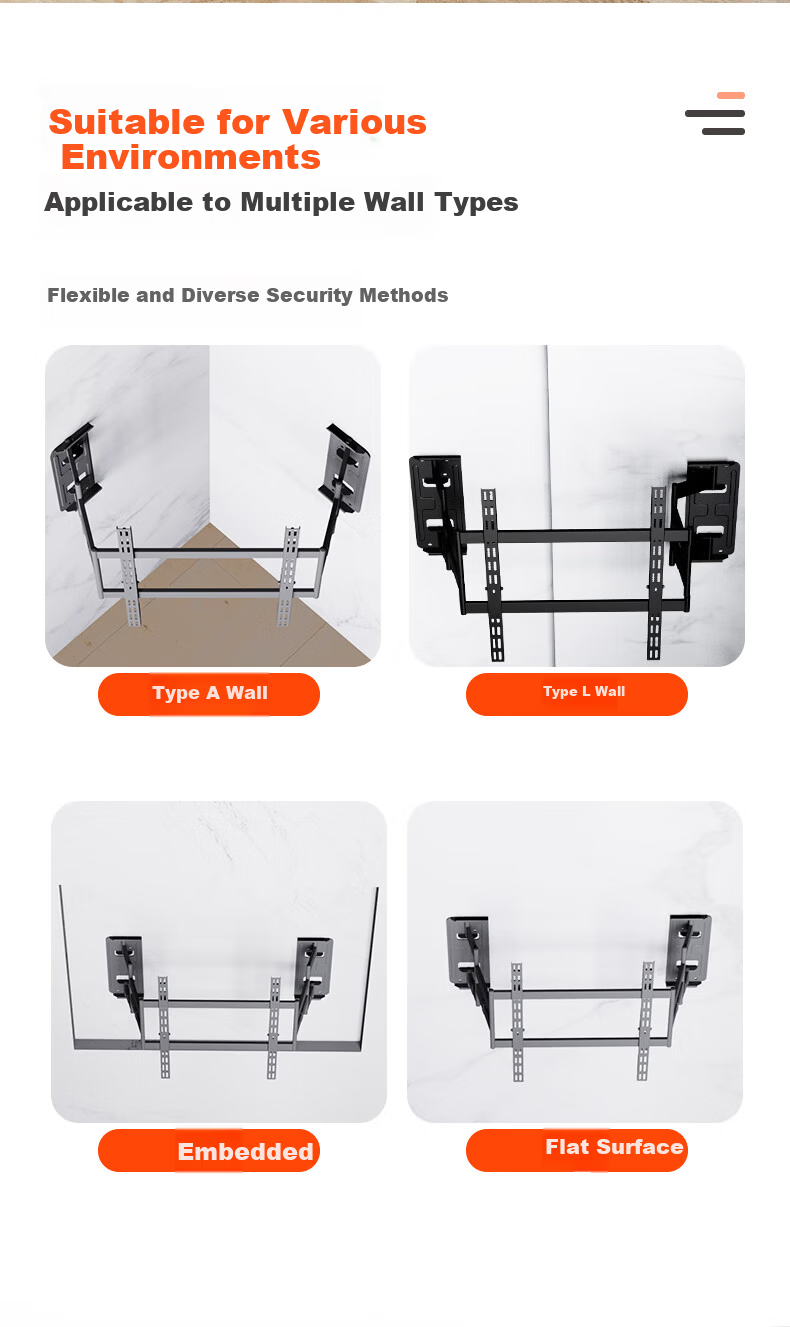KALOCNX75 Ultra-Thin Embedded Dual-Arm Telescopic TV Wall Mount Bracket for 50-75 Inch Hisense Xiaomi Skyworth TCL TVs 13