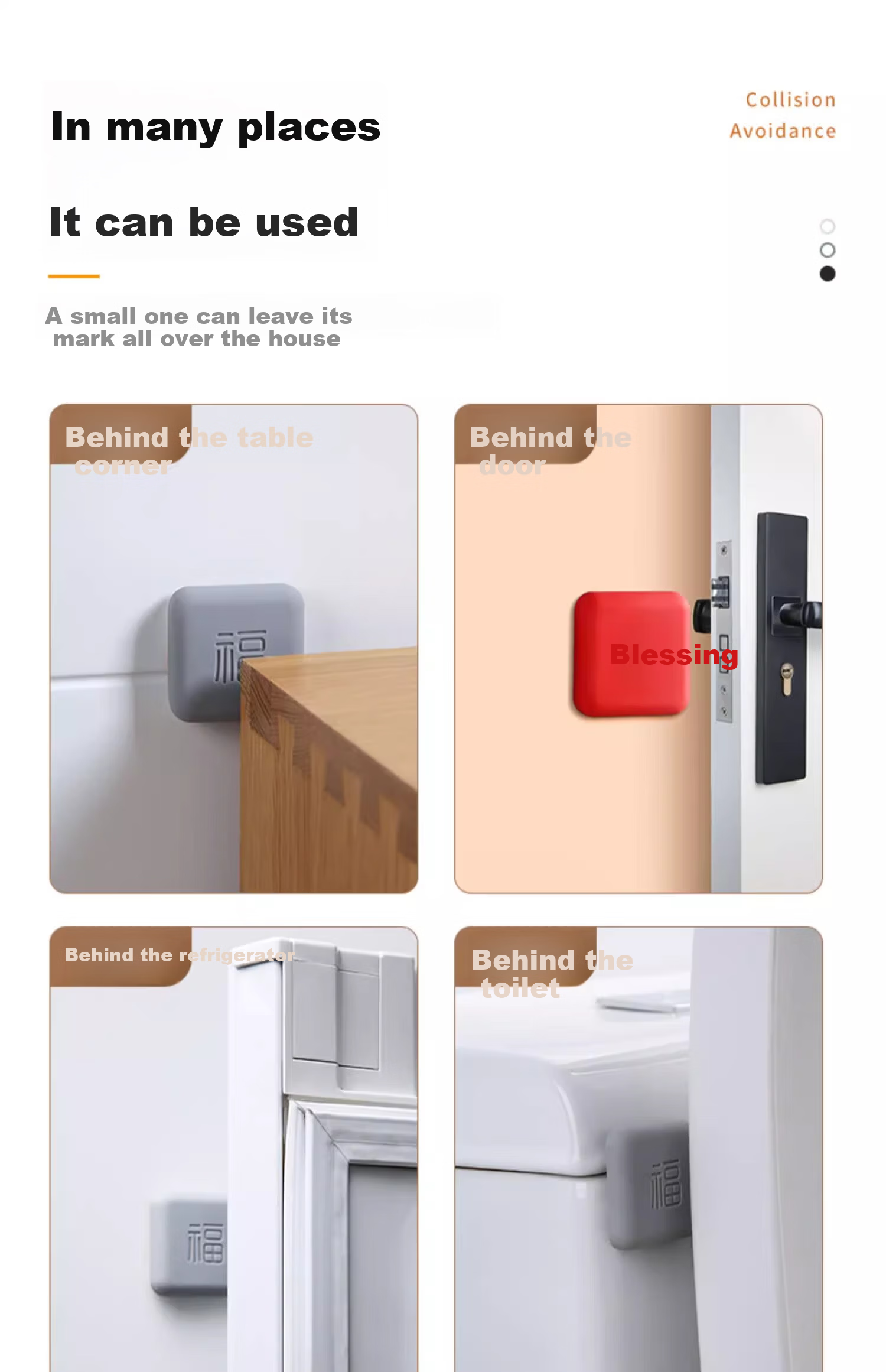 Xinuo Silicone Door Handle Bumper Thickened Silicone Refrigerator Anti-Collision Cushion Fu Character Door Collision Protector Pad 8