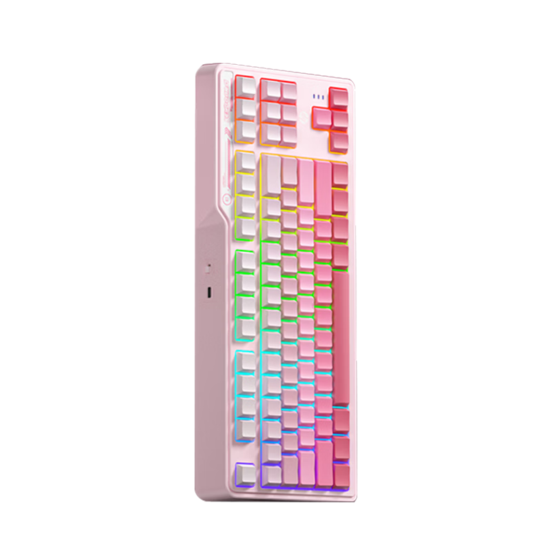 HP K120 Mechanical Feel Keyboard, Wireless And Wired Tri-Mode, E-Sports Office Gaming Keyboard, Universal High Aesthetic Value, Peach Pink, Pink Panel + Pink Gradient Side-Engraved Keycaps