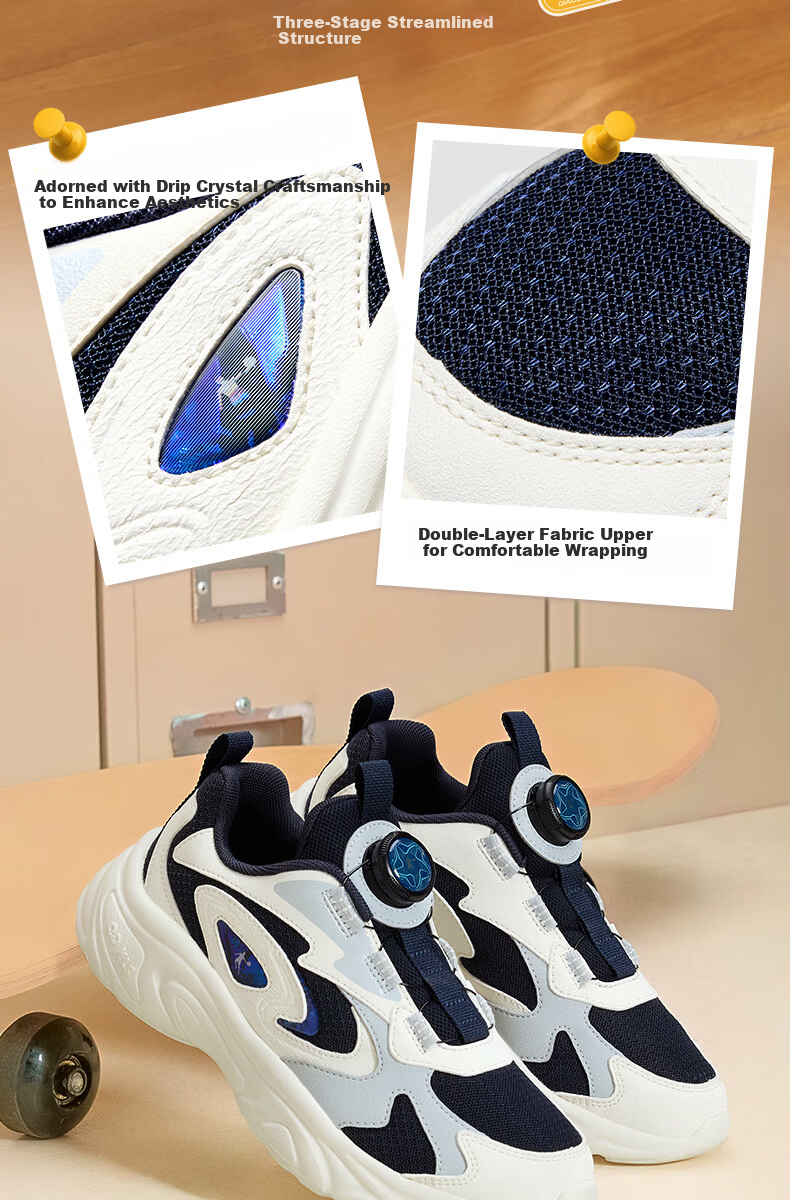 QIAODAN Girls' Running Shoes Kids Spring Autumn Lightweight Sports Shoes with Knob Mesh Graphite Blue/QIAODAN White Size 38 7