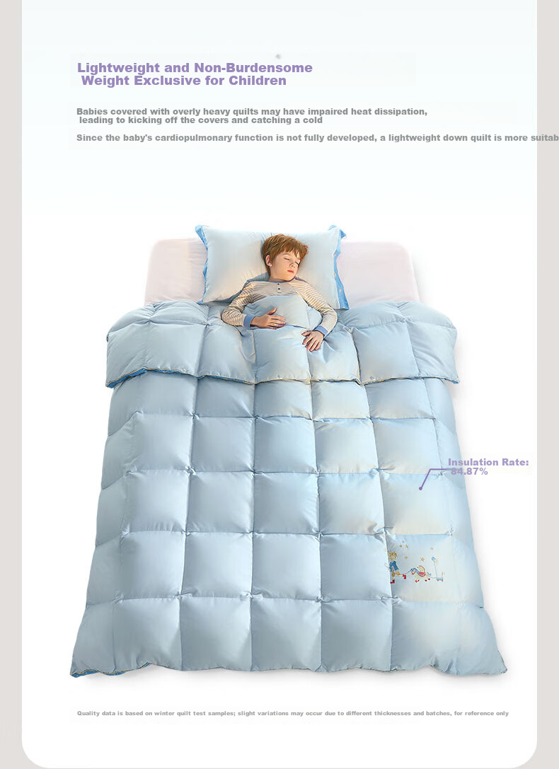 Luolai Children's Down Quilt Baby Class A 60s Cotton Washable 95% Goose Down Warm Winter Quilt Core 150*215cm 5