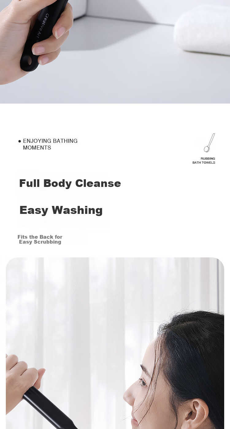 Creative Art Bath Brush, Back Scrubber, Shower Essential, Soft Bristle Long Handle Bath Brush, Exfoliating Tool, Back Washing Brush 2