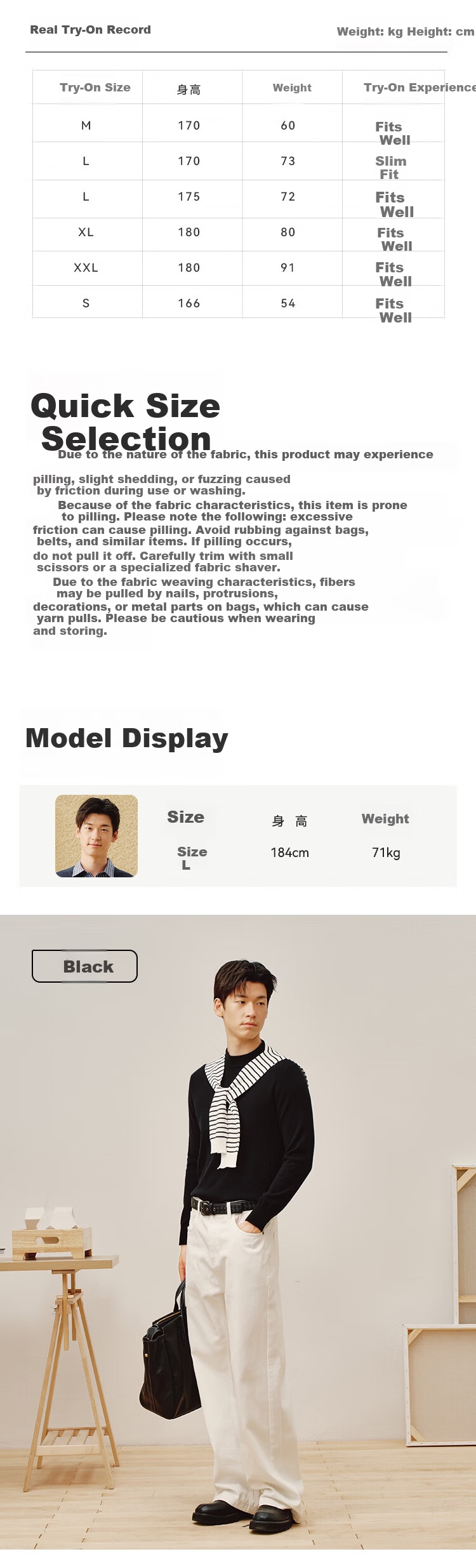 JD Original Pure Cashmere High-End Cashmere Sweater Wool Pullover Men's Winter Gift Box, Camel Color, Size L 11