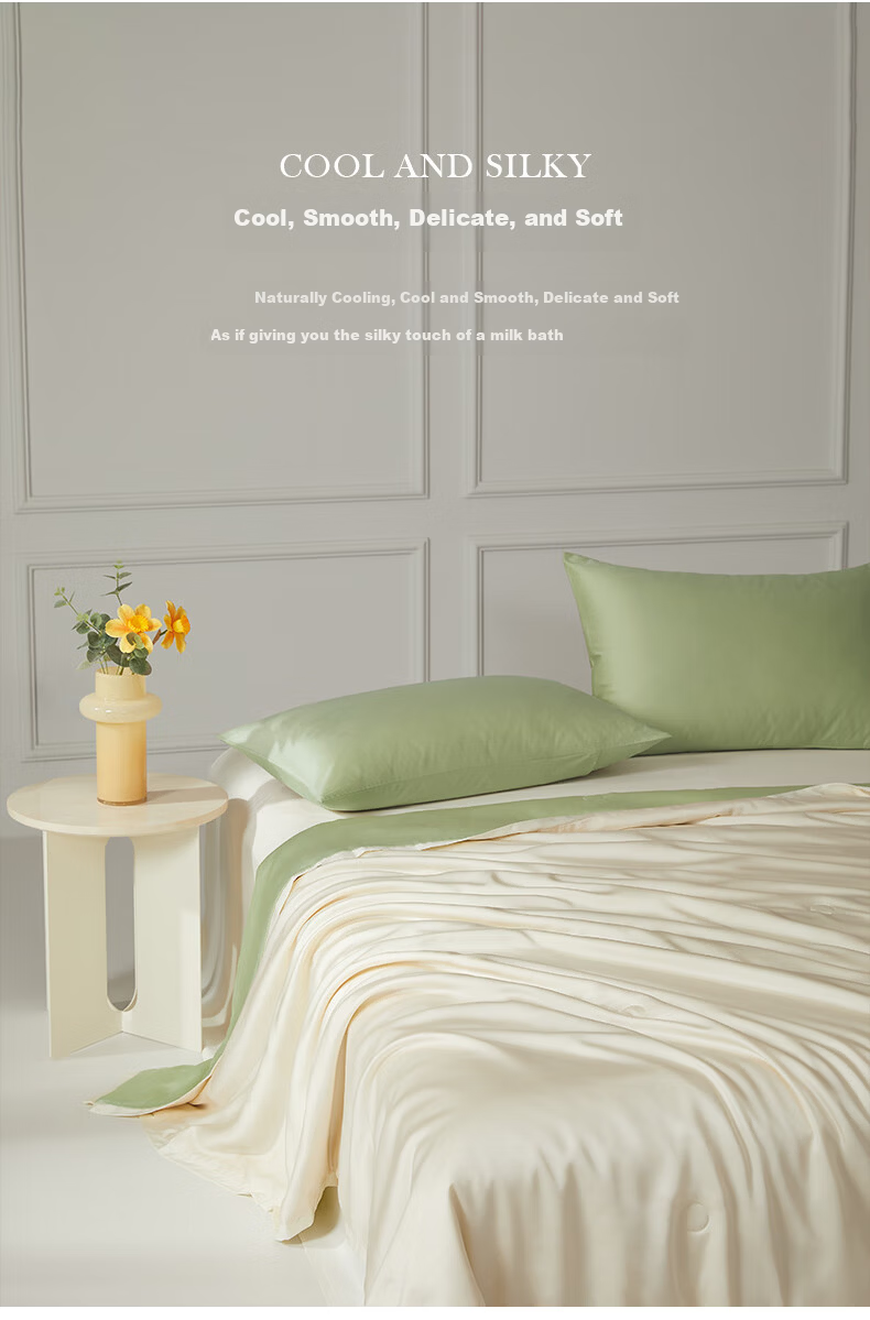MIDO HOUSE Mingdu Tencel Summer Cooling Quilt Ice Silk Air Conditioning Quilt Machine Washable Naked Sleep Soybean Summer Thin Quilt Jade White 2x2.3m 11