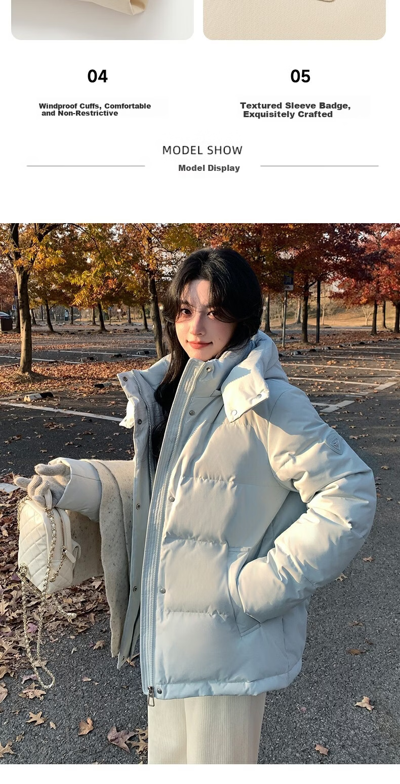 Yalu Short down Jacket, 2026 New Winter Style, Solid Color Versatile Detachable Hooded Puffer Coat, Petite Winter Outerwear 16